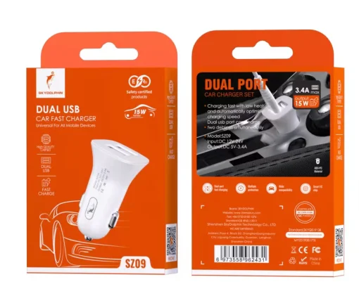 Автомобильное зарядное устройство для SkyDolphin SZ09 (2USB, 3.4A) White (AZP-000106)